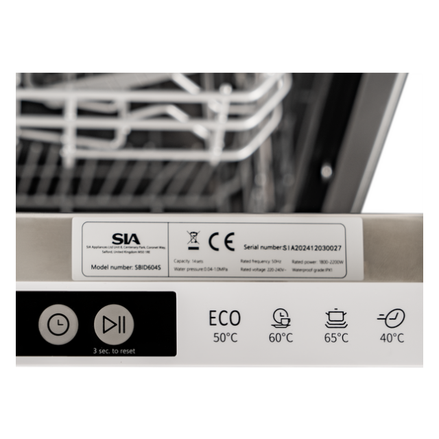 Sia SBID604S 60Cm Integrated Dishwasher 