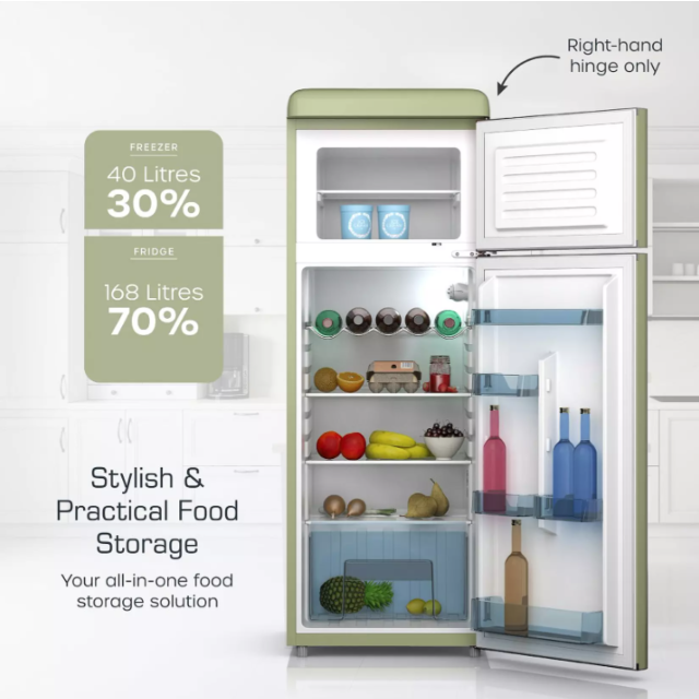 Swan SR11010GNE Top Mounted Fridge Freezer - Green