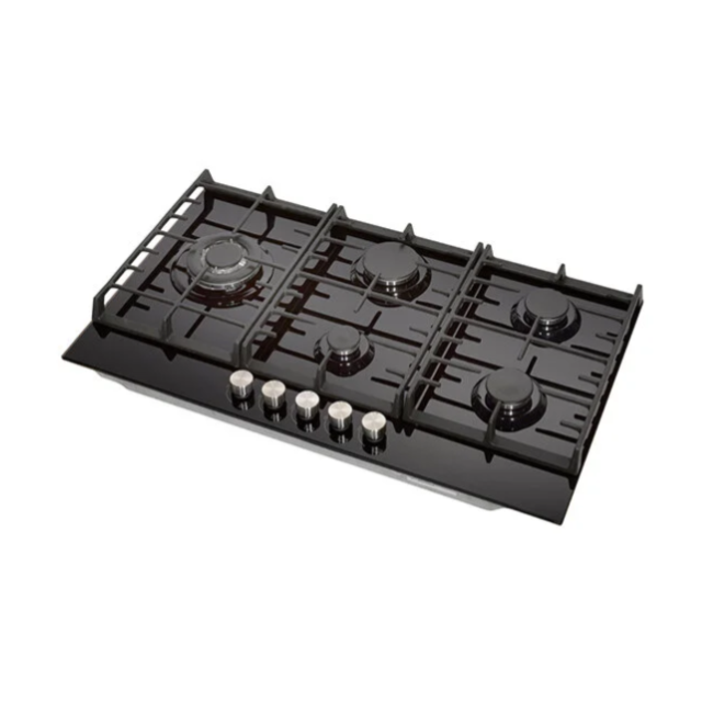 Teknix SCGH91B Black 90cm 5 Zone Gas Hob