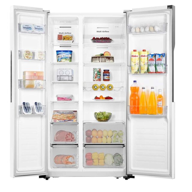 Teknix THSBS1791PW 2 Door Side By Side Fridge Freezer, White