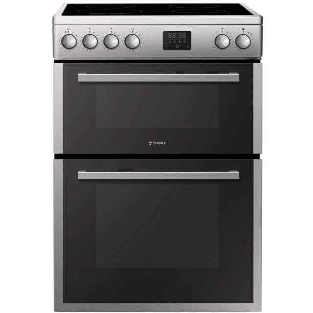 Teknix TKED64INDX Double Oven, Fanned Main Oven, Clock, Oven Light W600mm