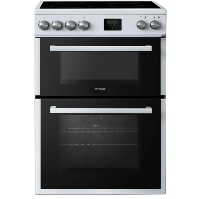 Teknix TKED64W/2 Double Oven, Fanned Main Oven, Clock, Oven Light W600mm