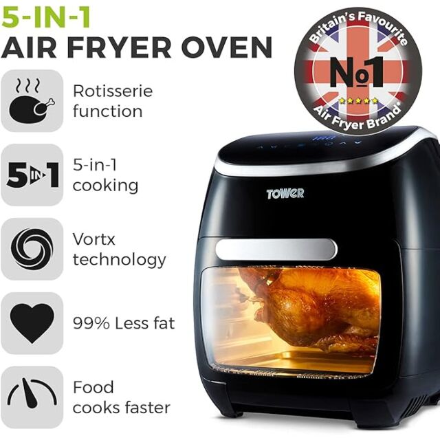 Tower T17039 Votx 11 Litre Air Fryer 5 In 1 With Rotisserie