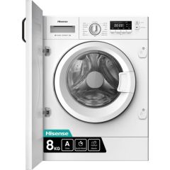 Hisense WF3M841BWI Integrated Washing Machine, 8Kg, 1300 Spin, White, A Rated